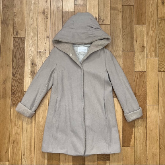 Tomorrowland Womens Hooded 100% Wool Beige Coat Made in Japan Size XS / FR 34 - Picture 1 of 9
